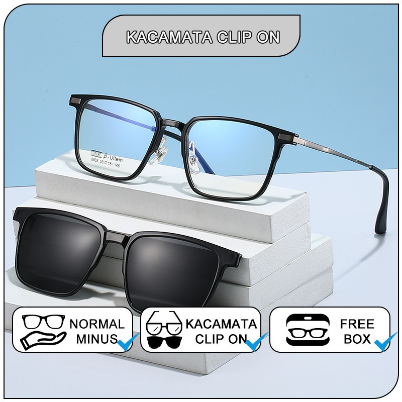 Viendo Kacamata Clip On Minus Pria Wanita Photocromic Bluecromic Anti Blueray Kaca Mata Optik