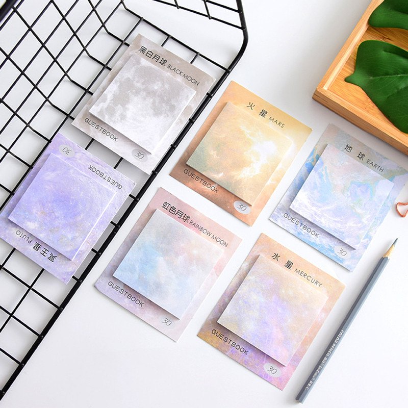 

Kawaii Sticky Notes Planet Notepad 11*9cm Aesthetic Stationery Stickers Label Memo Pad Scrapbook Diary Bookmarks School Supplies