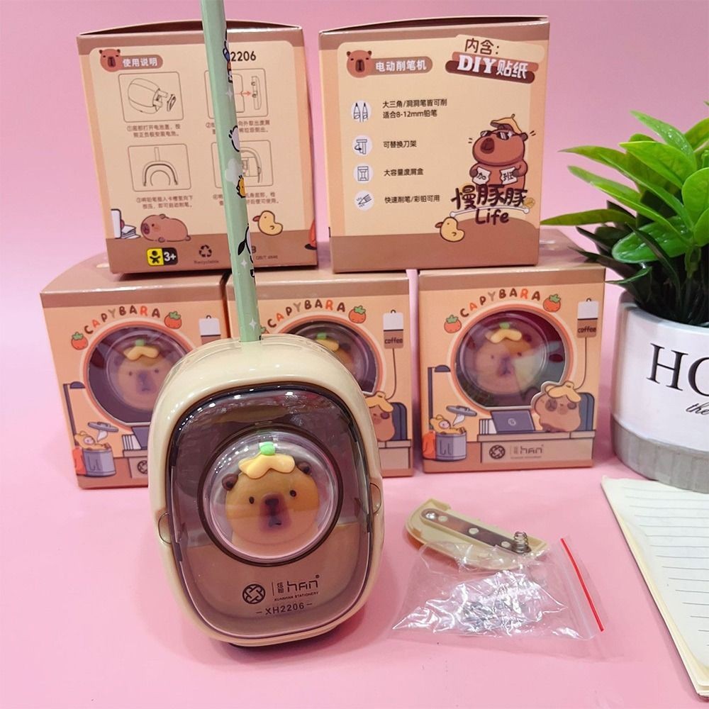 

New Cartoon Capybara/Panda Hand Crank Mechanical Pencil Sharpener Pencil Automatically Enters Pencil Sharpening Tool Stationery