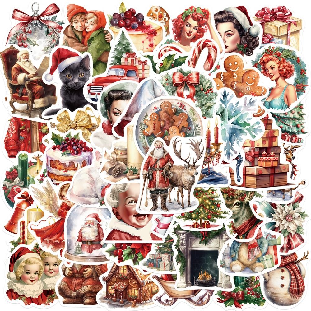 

50pcs The Retro Chrismas Santa Claus Stickers Graffiti Stickers Luggage Skateboard Laptop Guitar Sticker Decals Toys