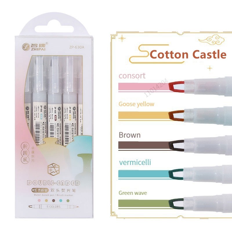 

5pcs/set Double Tip Highlighter Pens Kawaii Colored Manga Markers Pastel Scrapbooking Japanese Kawaii Stationery School supplies
