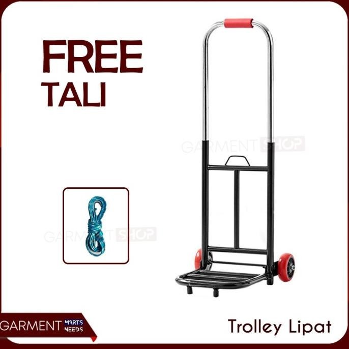 TROLI LIPAT BESI DORONGAN PEGANGKUT BARANG AQUA GALON TROLLEY TALI
