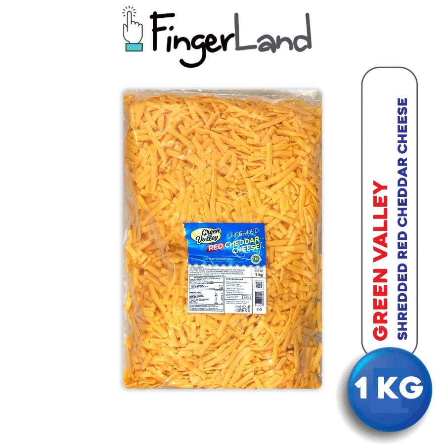 

GREEN VALLEY Shredded Red Cheddar 1 KG Keju Parut & Packing Styrofoam