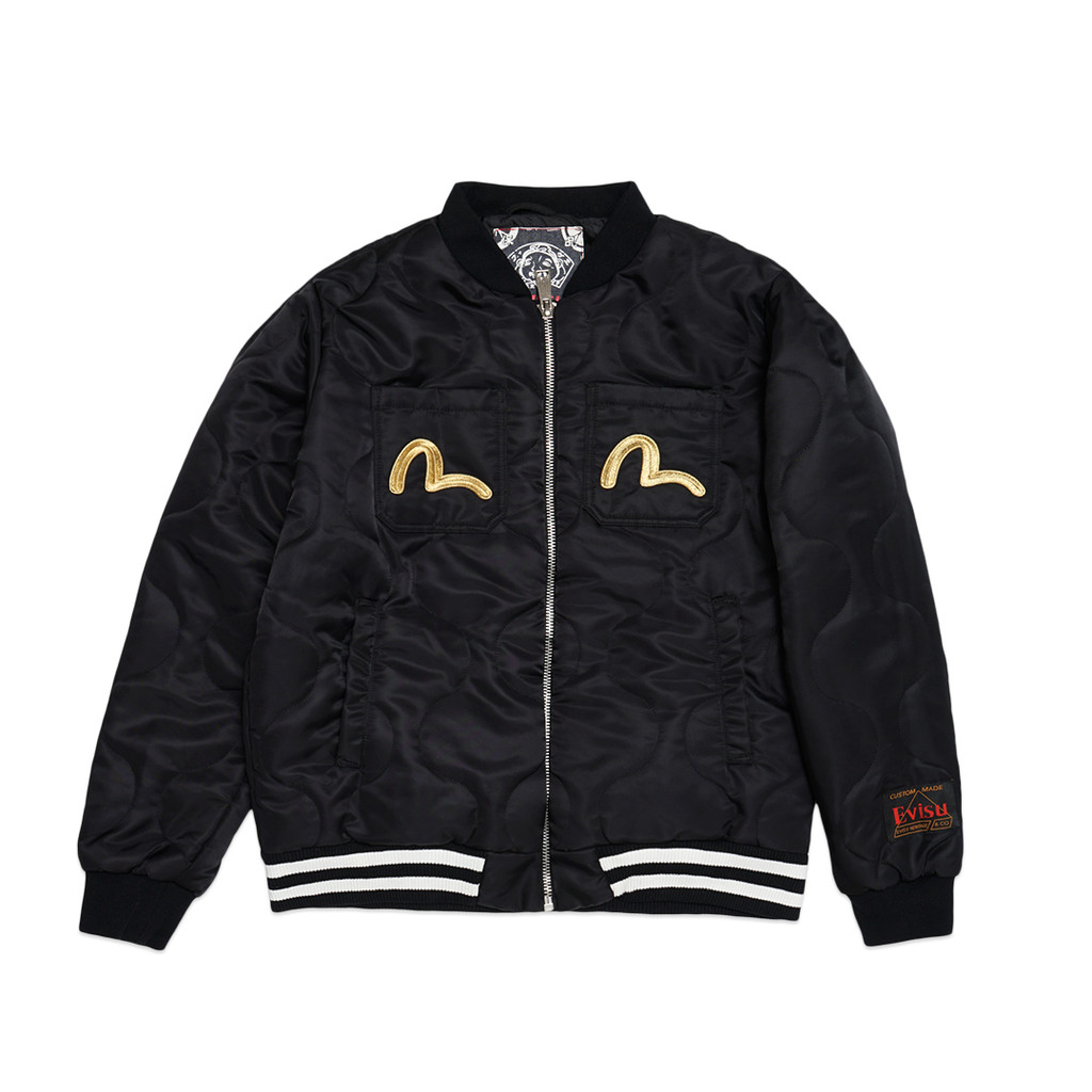 Evisu Taka Embroidered Padded Bomber Jacket