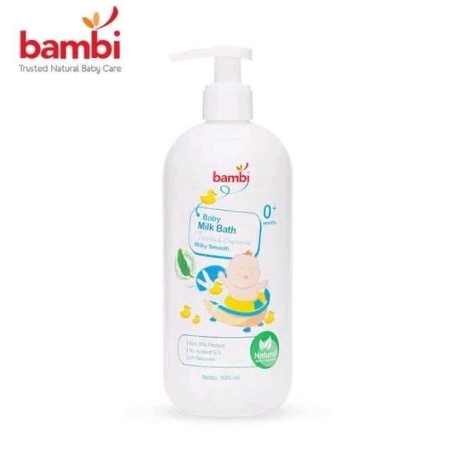 Bambi Baby Milk Bath 500ml Pump - Bambi Sabun Mandi Bayi Botol Pump