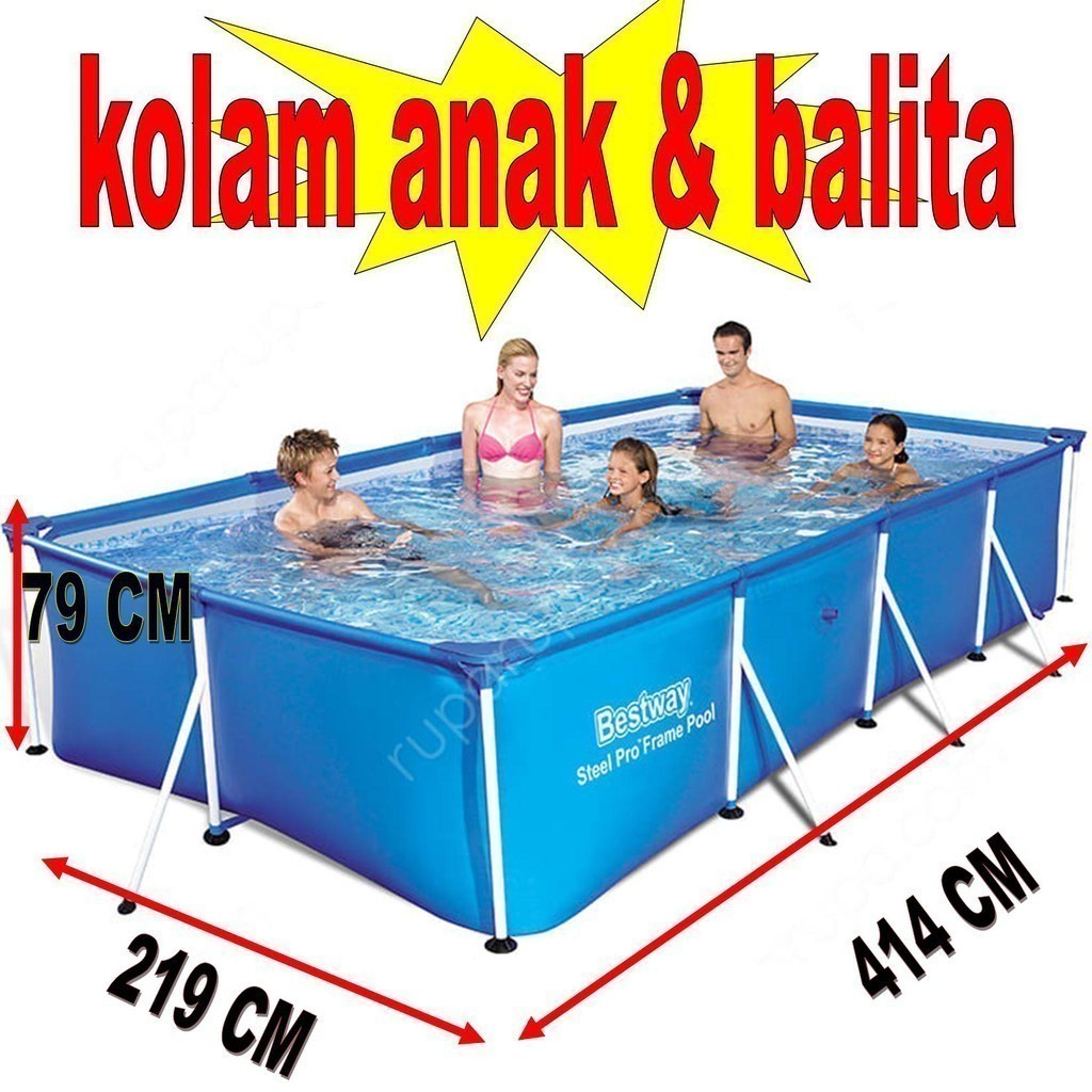 kolam renang anak swimming pool plastik kotak petak portable balita square frame ukuran besar big