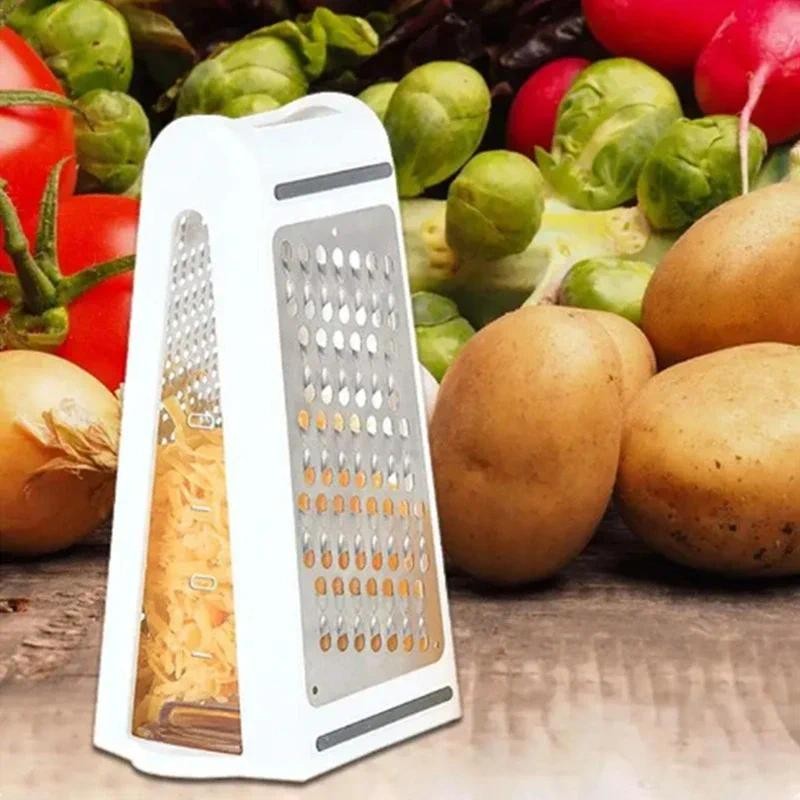 

2 Sided Cheese Grater Vegetables Grater With Container Case Carrot Cucumber Slicer Cutter Kitchenware Stainless Blades
