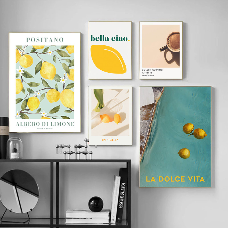 

Lemon Orange Poster Decorative Coffee Prints Wall Painting Fabric Flower Canvas Picture Abstract Wall Art Home Decor Cuadro