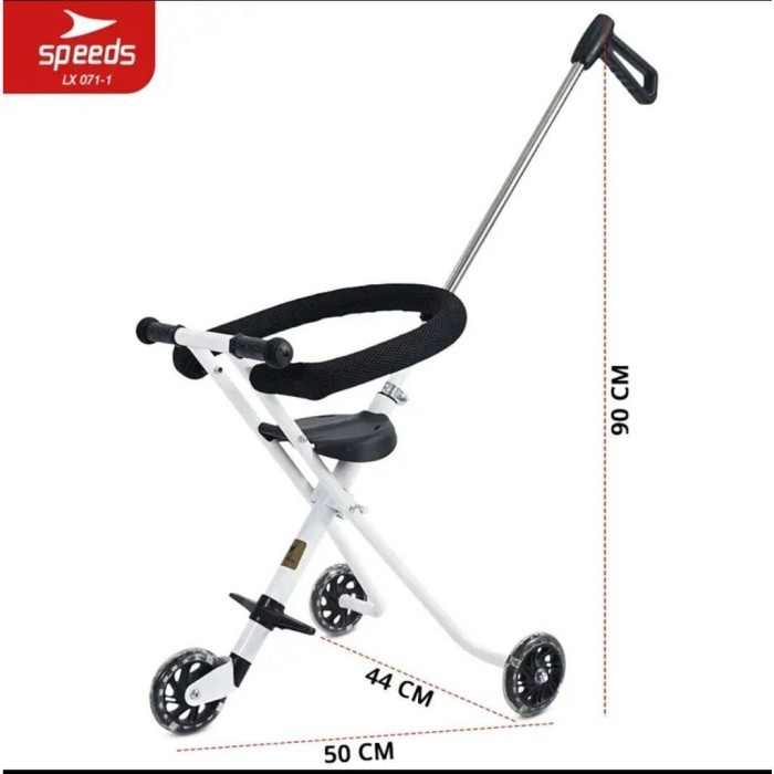 Speeds Stroller bayi roda 3 kereta dorong lipat - Putih