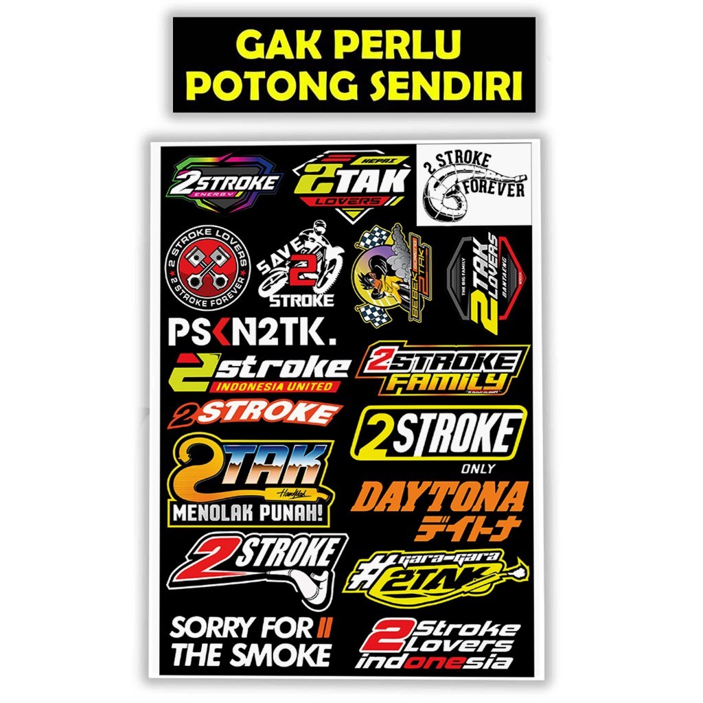 Stiker Motor 2 Tak, Sticker Motor 2 Tak, Stiker Motor Keren, Stiker Racing Motor (PACK 12)