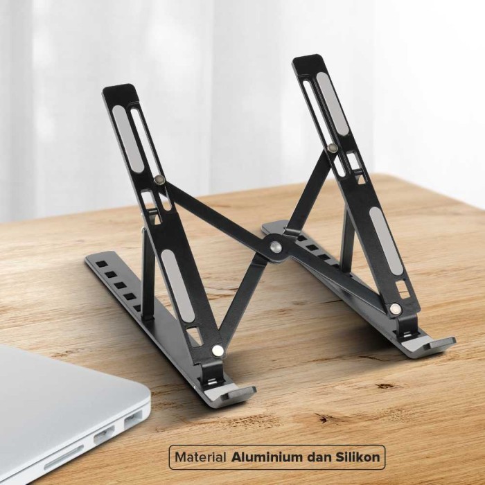 Stand Penyangga Laptop Notebook Aluminium Adjustable Alas Laptop Anti Slip