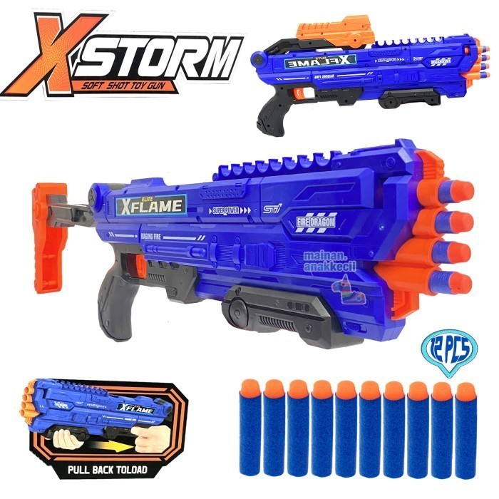 Mainan Anak Sniper Gun Nerf Tembakan AWM KAR Soft Bullet AWP 109cm - XSTORM BLUE