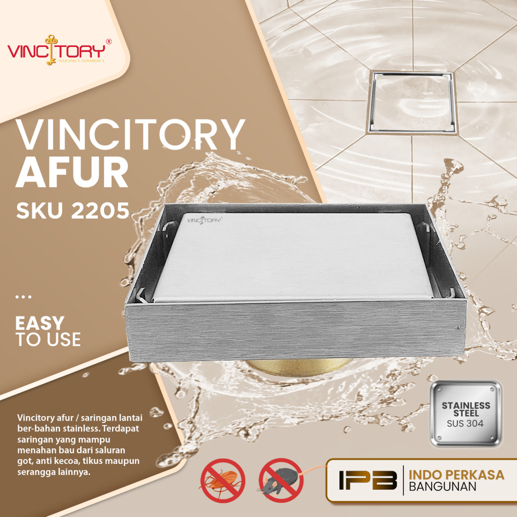 VINCITORY Afur Kamar Mandi Saringan Got Stainless Model Hiding Afur Lantai Hiding Stainless Anti Ser