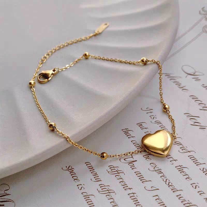 gelang tangan rantai titanium love boba kecil kecil