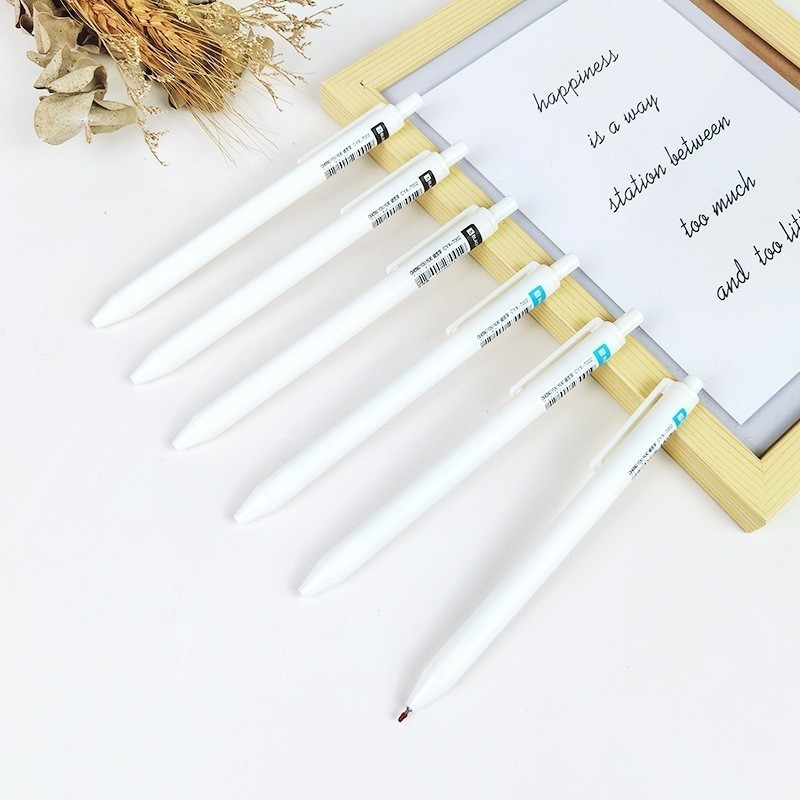 

LPL Pena Cetekan Polos Putih Pena Gel 0.5mm Pulpen Warna Tinta Hitam Biru Alat Tulis Sekolah Kantor Pen Warna Putih Bolpoint Polos Murah