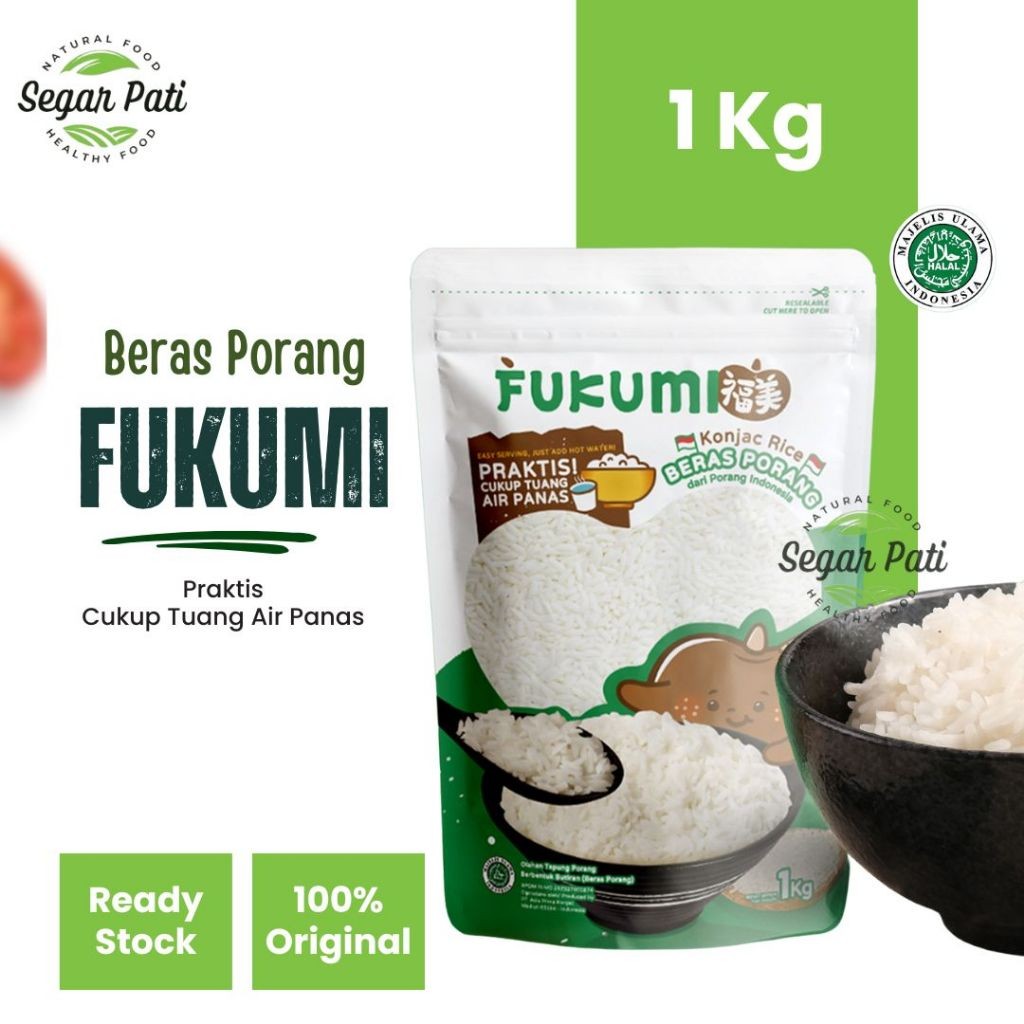 

FUKUMI Pouch Beras Porang 1 Kg - Shirataki / Konjac Rice Cukup Tuang Air Panas