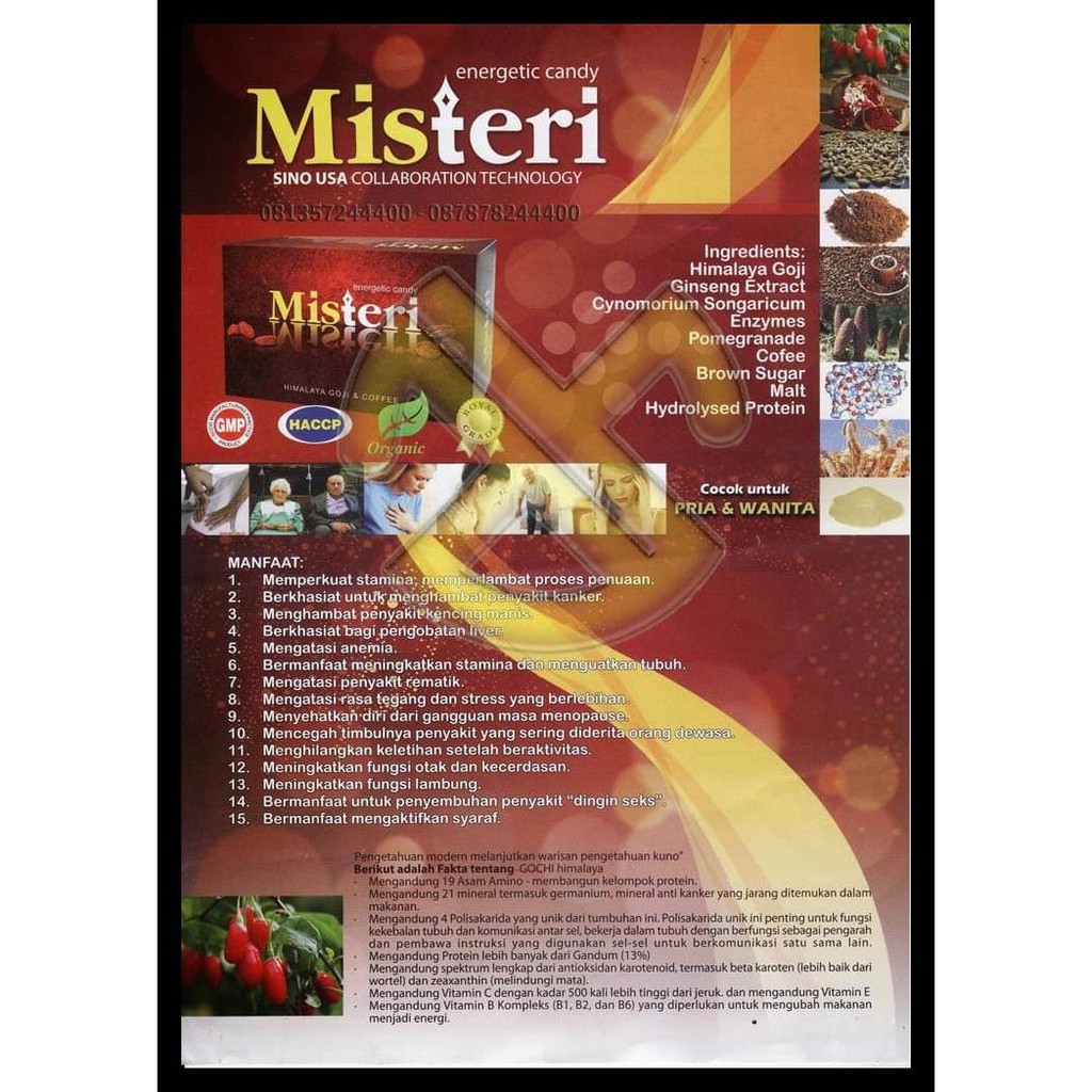 

DISKON Harga Special Misteri Ginseng & Coffee Energetic Candy (Permen Kopi) Bpom Isi 30Pcs