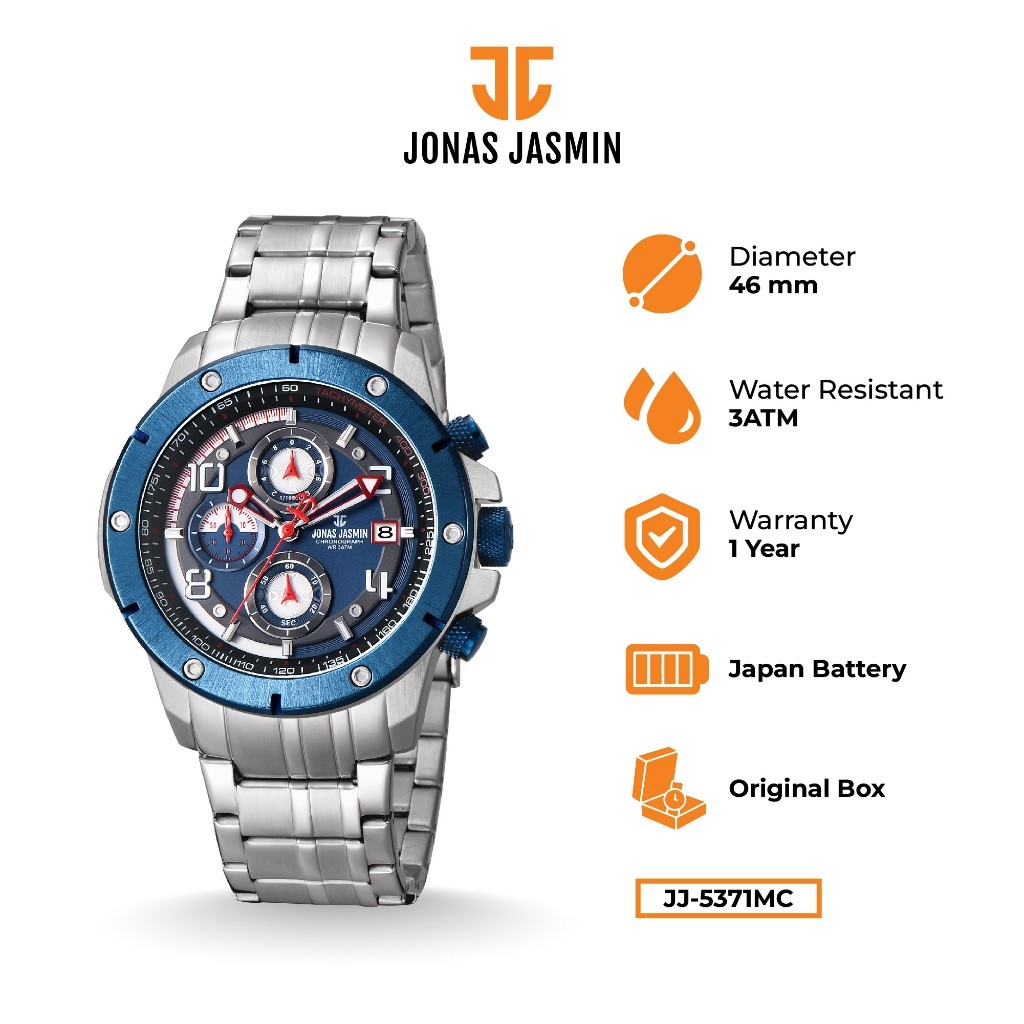 Jonas Jasmin - Jam Tangan Analog Pria JJ-5371MC Chrono Aktif Include Box Fullset