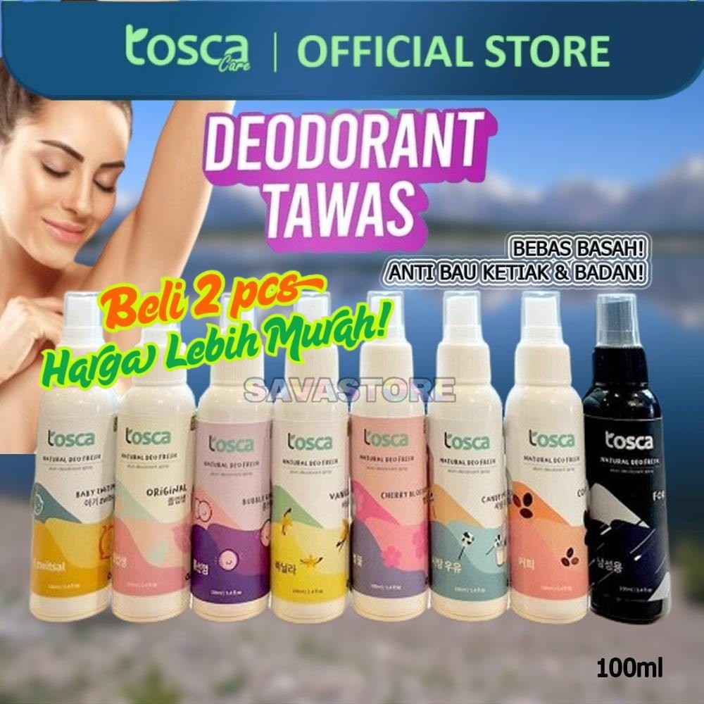 (GROSIR) Natural Deodorant Spray 100ml Tosca Deodorant Tawas Cair Ampuh Mencegah Bau Ketiak dan Bada