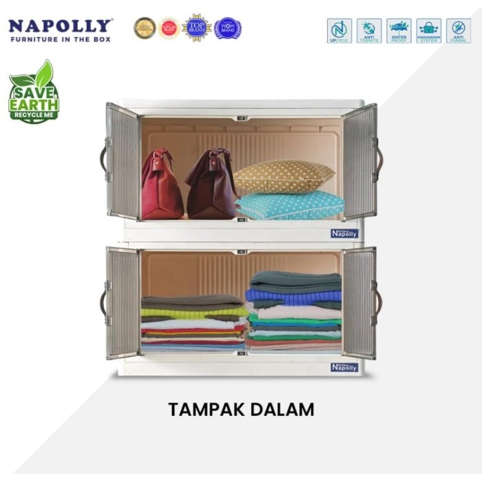 LEMARI PLASTIK LIPAT BOX NAPOLLY RODA - SSN 2
