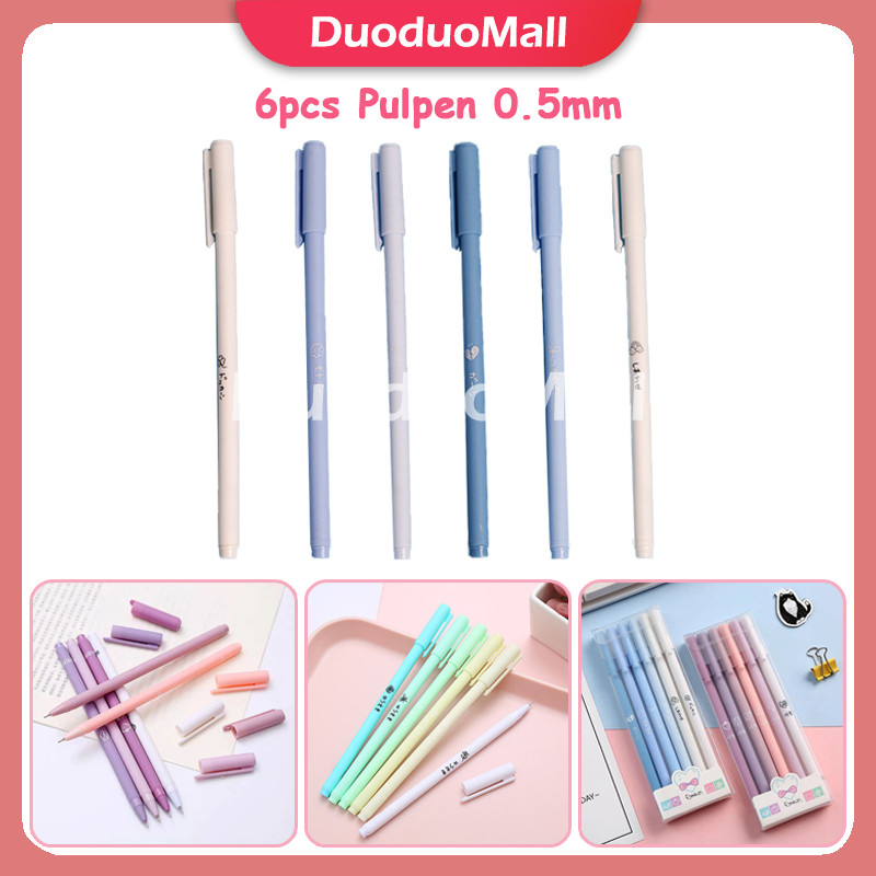 

1 set 6 pcs Pulpen Gel / Pulpen Tabung Jarum Warna Hitam / Pena Morandi