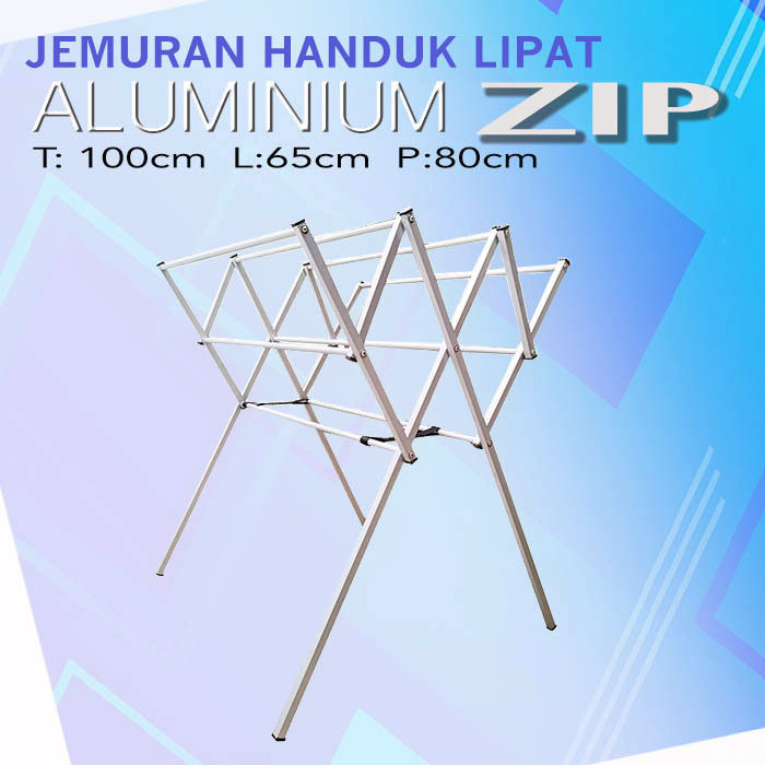 aryaboskushopJemuran Handuk Lipat Aluminium Zip