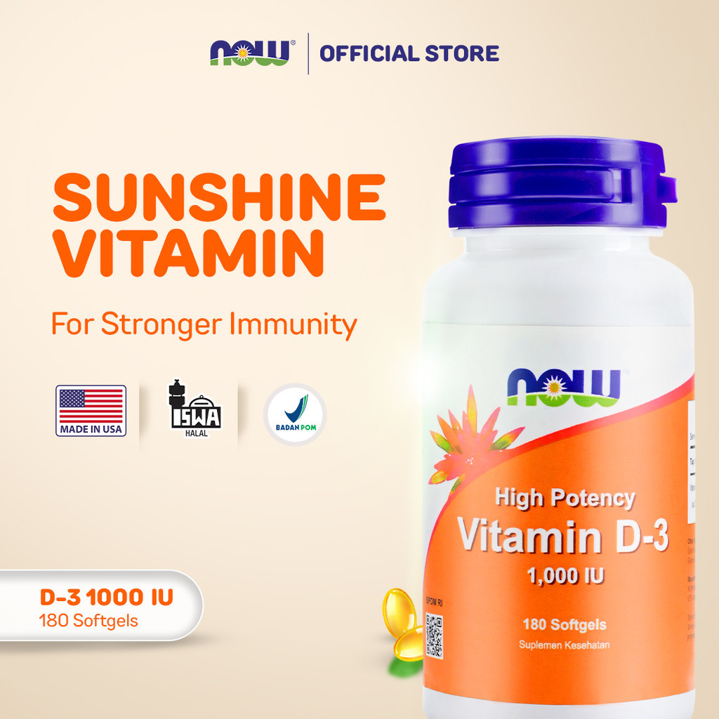 

NOW Supplements, Vitamin D-3 1000 IU, 180 Softgels