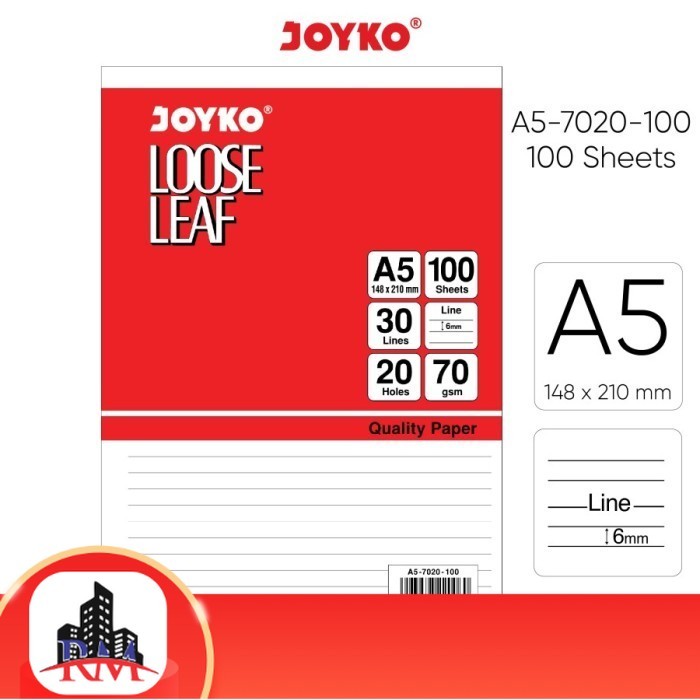 

Loose Leaf Isi Kertas File Binder Joyko Bergaris A5-7020-100 100 Lmbr