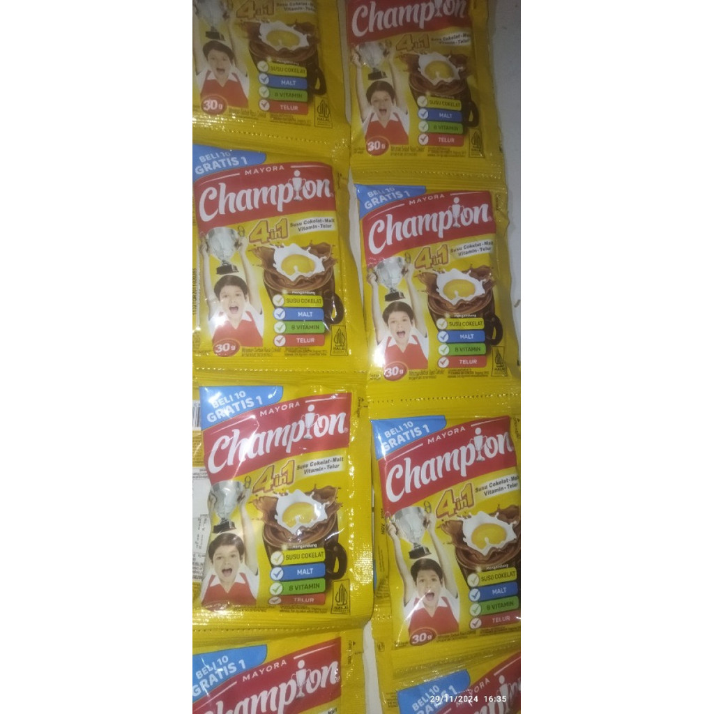 

Champion by energen 4 in 1 minuman susu cokelat bubuk sachet