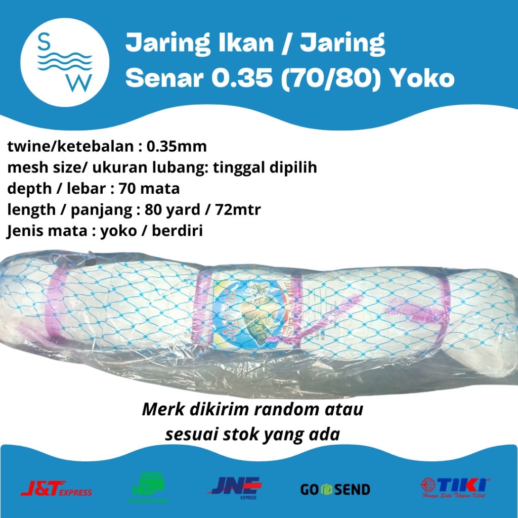 US31 Jaring Ikan / Jaring Senar 0.35 (70x80) Yoko