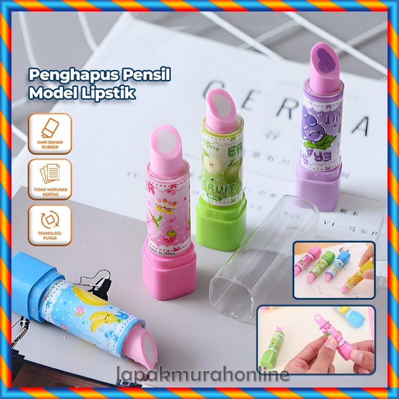 

Penghapus Model Lipstik Karakter Buah / Penghapus Pensil Eraser Buah Warna Warni Lucu