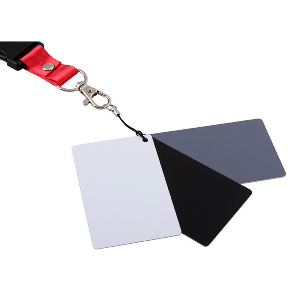 White Black Grey Balance Cards 18-degree Small Gray Card White Balance 3 Card Set With Lanyard Strap