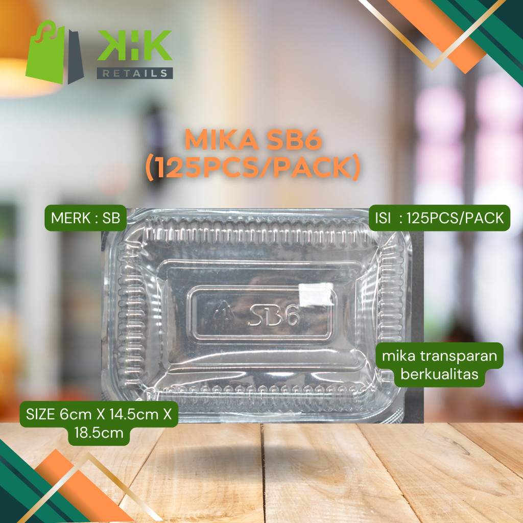 Mika SB6 (125pcs/Pack) – Kotak Plastik Kue Brownies/Bolu Praktis & Tahan Lama