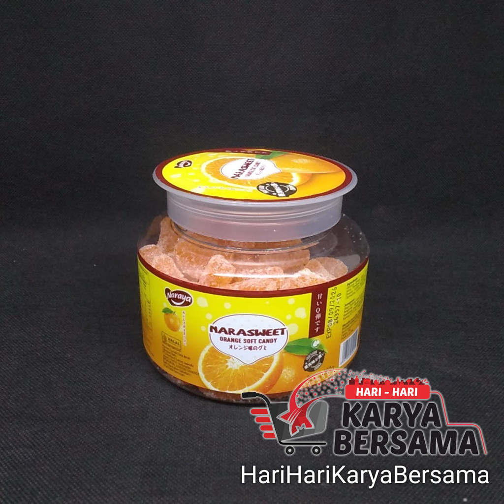 

MAKANAN RINGAN PERMEN LUNAK NARAYA NARASWEET ORANGE SOFT CANDY RASA JERUK 380GR