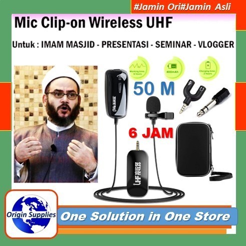 MICROPHONE MIC CLIP-ON WIRELESS UHF MIC JEPIT LAPEL