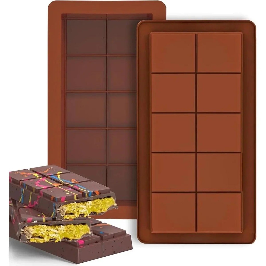 

2PCS Dubai Chocolate Mold Silicone Chocolate Bar Mold for Chocolate Bar Pistachio Candy Bar Mold for Filling Chocolate PH010