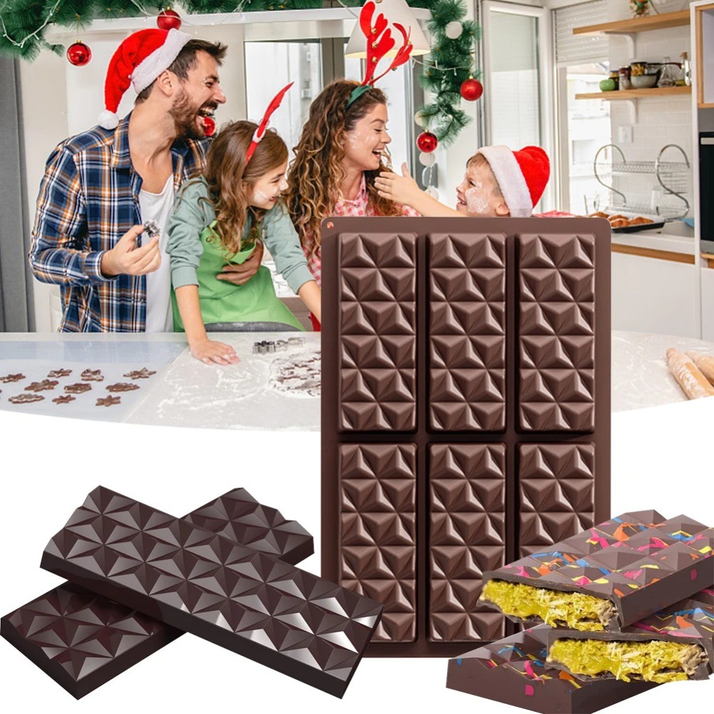 

6 Cell Silicone Triangle Diamond Candy Mould DIY Chocolate Baking Mould Non-Stick Mini Cookie Candy Molds Household Baking Tools