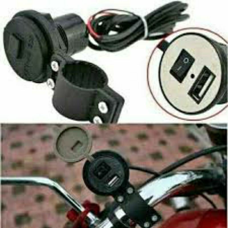 Charger hp untuk di motor cas handphone aki motor cas hp sambung aki motor