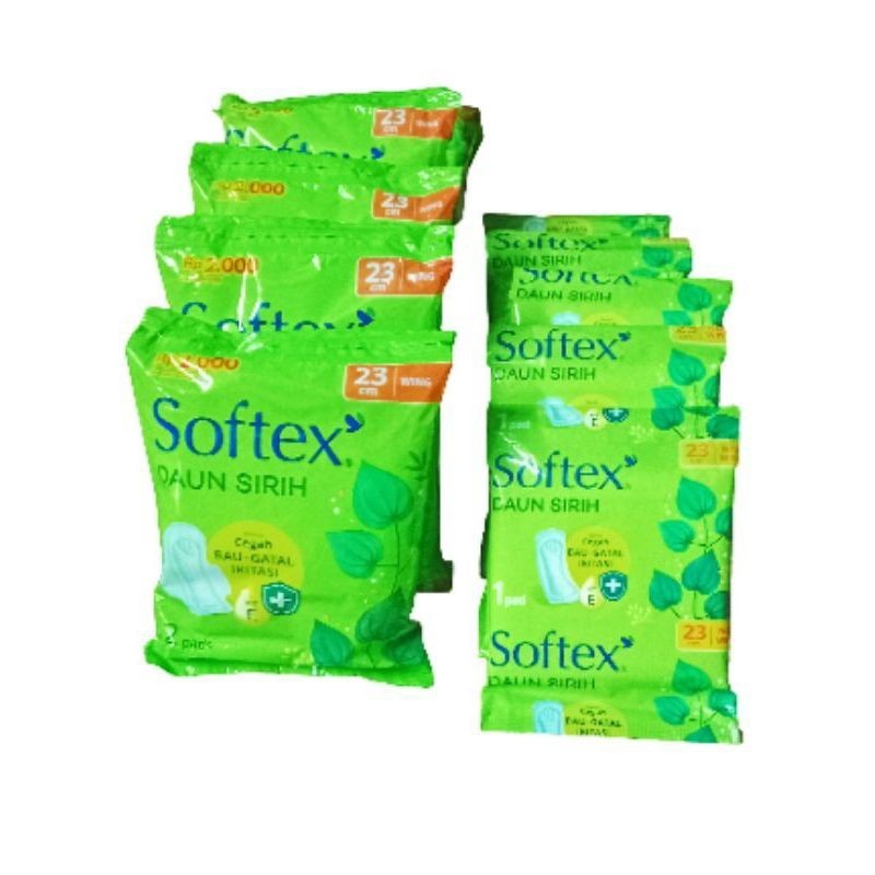 softex daun sirih 23cm wing dan nonwing isi 10 sachet / renceng