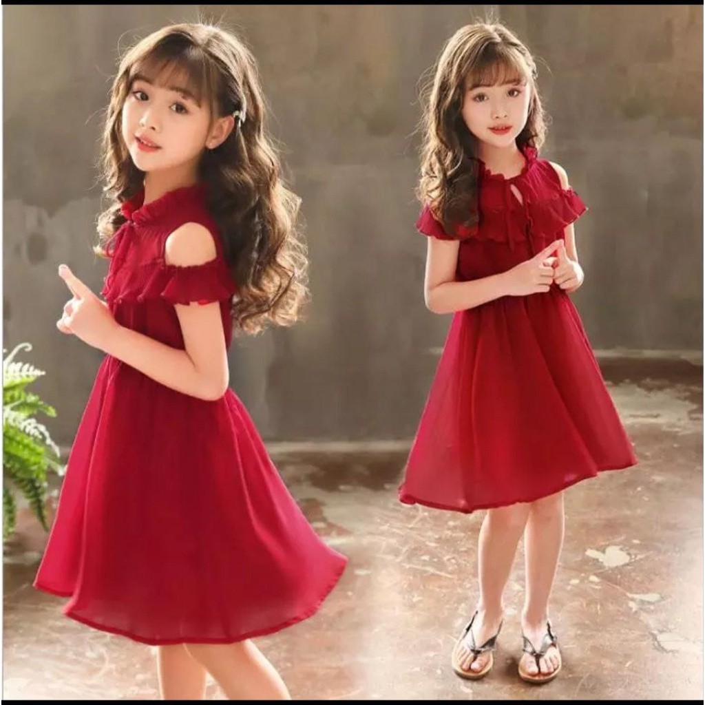 NEW COD [araya kid] BAJU DRESS ANAK REMAJA NATAL KOREA TERBARU BROKAT PANJANG KEKINIAN - dress anak 