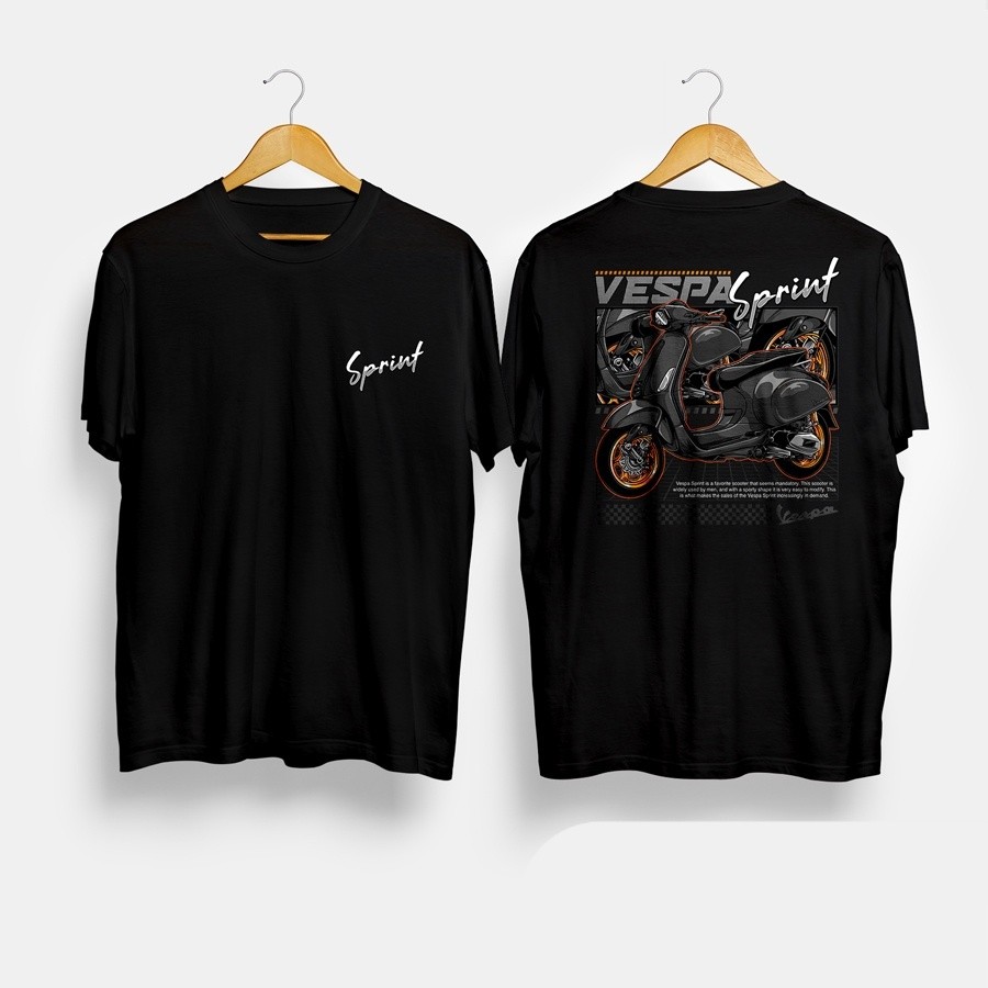 Kaos Baju Motor Vespa Sprint Matic Black Kaos Otomotif