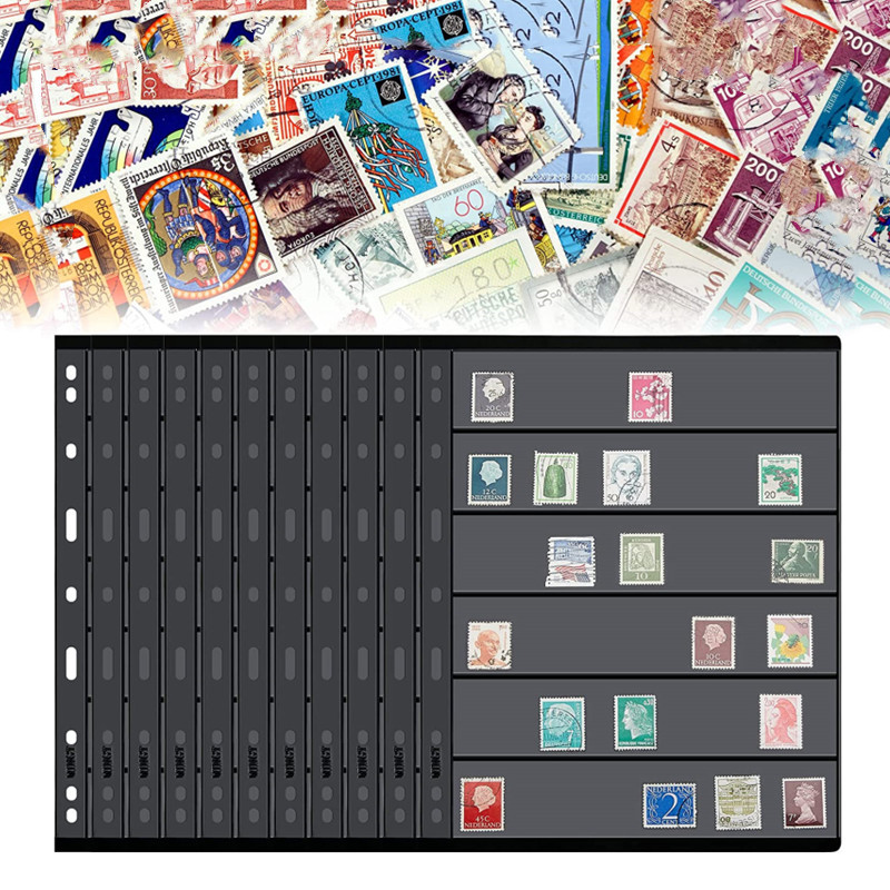 

10PCS Stamps Grid Stamp Page Collection Stamps Holders of Stamp Album PVC loose-leaf Inners of Not Including Cover