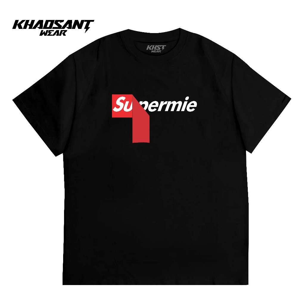 KHAOSANT Kaos Supermie | Tshirt Plesetan Brand Supermie | Baju Pria Wanita Unisex 100% Cotton Combed
