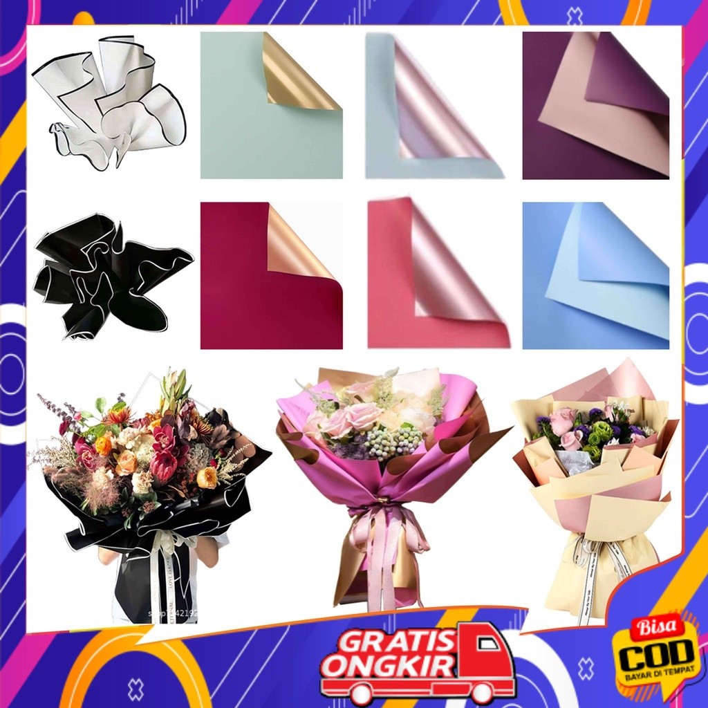 

COD Kertas Bunga / Kertas Kado / Flower Wrapping Florist BI Color Gold paper Cellophane Pembungkus Bunga / Flower Paper KB02 / KB12 / KB19