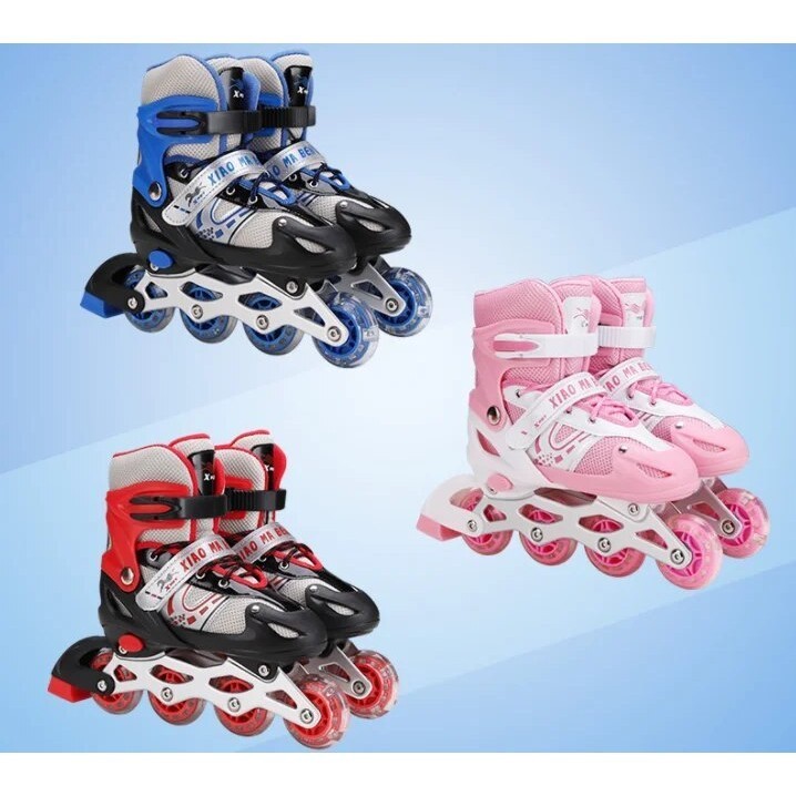 Children's skates single flash PVC wheel adjustable roller skates outdoor fitness skates roller shoe