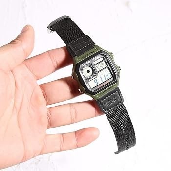 Casio iluminator ae1000w ae-1000 AE 1000 digital tali strap jam tangan Canvas nylon nilon nato kanva