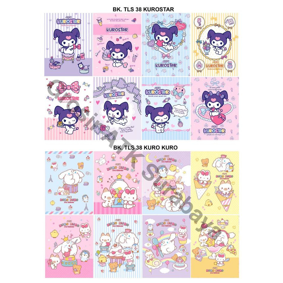 

( StaLand ) / ( DAPAT 10 BUKU ) BUKU TULIS PAPER STAR 38 / ( 1 PAK / PACK ) Buku Tulis Catatan Sekolah PAPER STAR 38 Sanrio Kuromi Mobil Princess