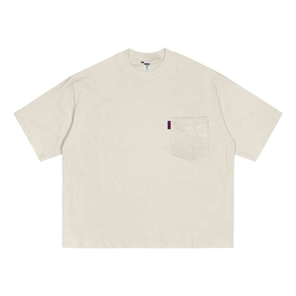 PLUTO BOXY POCKET FIT TEE BAJU KAOS DISTRO SAKU PRIA WANITA POLOS OVERSIZE COTTON COMBAD 24S BEIGE