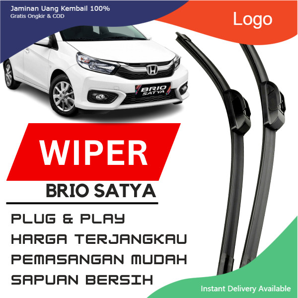 WIPER BRIO DEPAN KARET WIPER BRIO SATYA 1 SET FRAMELESS Tasya_Variasi_Mobil