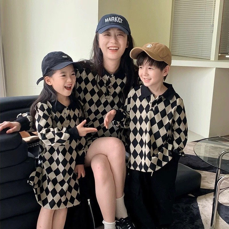 Kinowa Polo Shirt Couple Dress/ Couple 
 Keluarga Ibu dan Anak Cewek Cowok